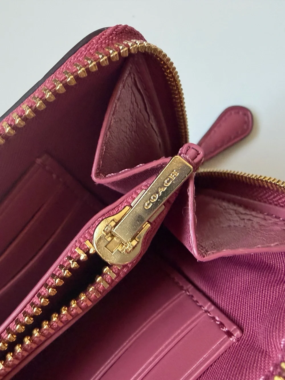 Coach Flap Phone Chain Crossbody Purse Bag Suede Leather Pink Gold RARE